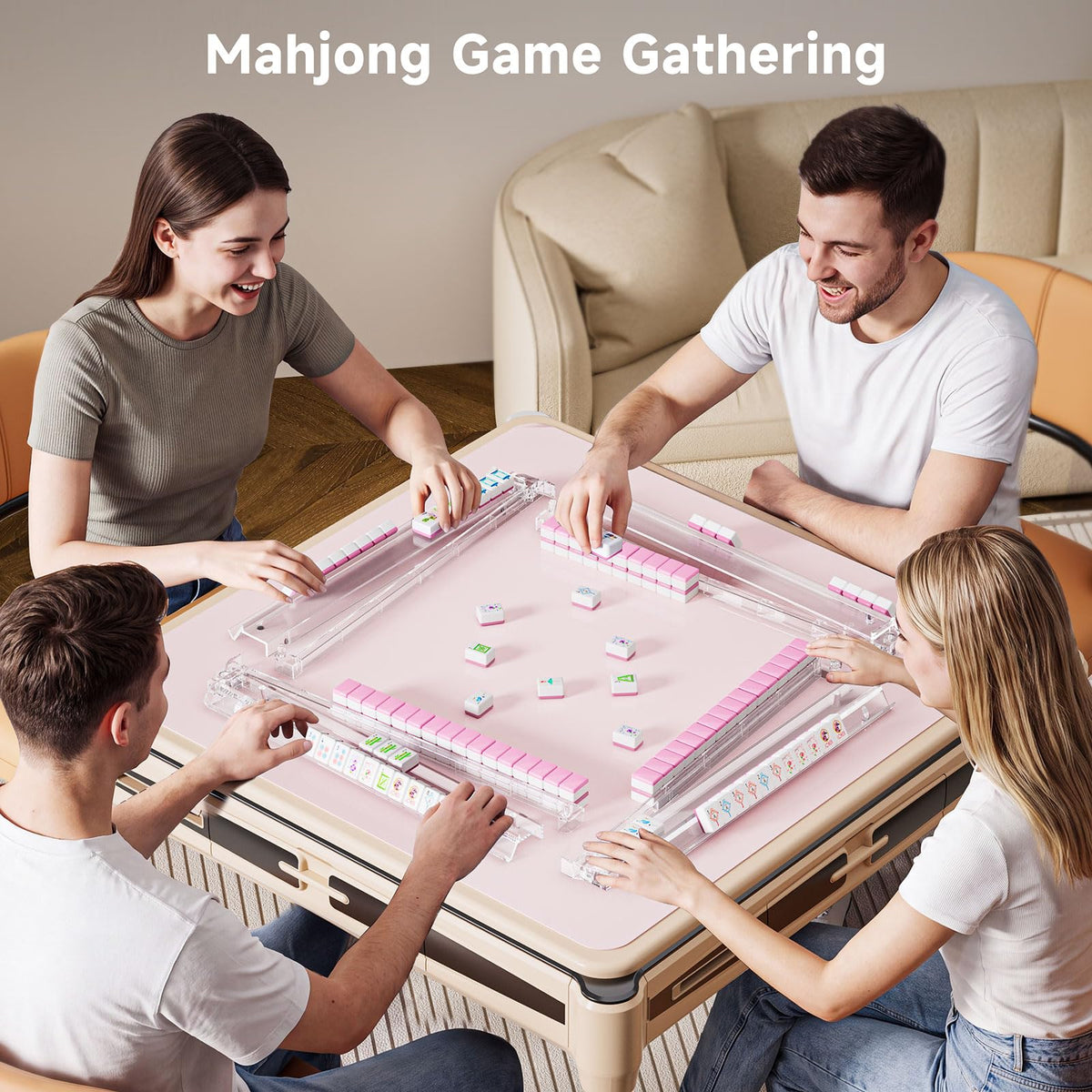 Clear Acrylic Mahjong Racks with Pushers, 4 Pack Y582