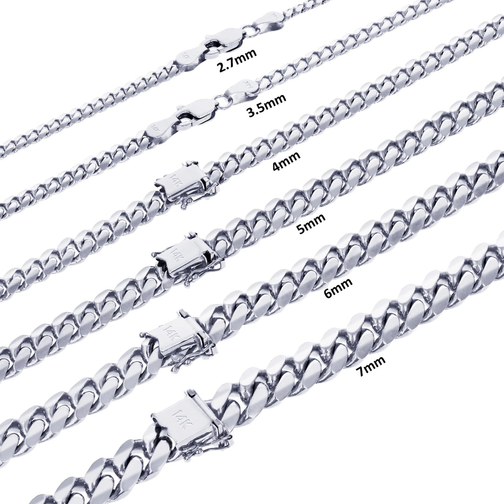 14K White Gold Cuban Link Chain Necklace N236129