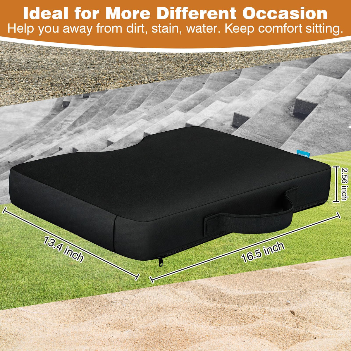 Portable Extra Thick Waterproof Stadium Seat Cushions with Handle, 2PCS H3413
