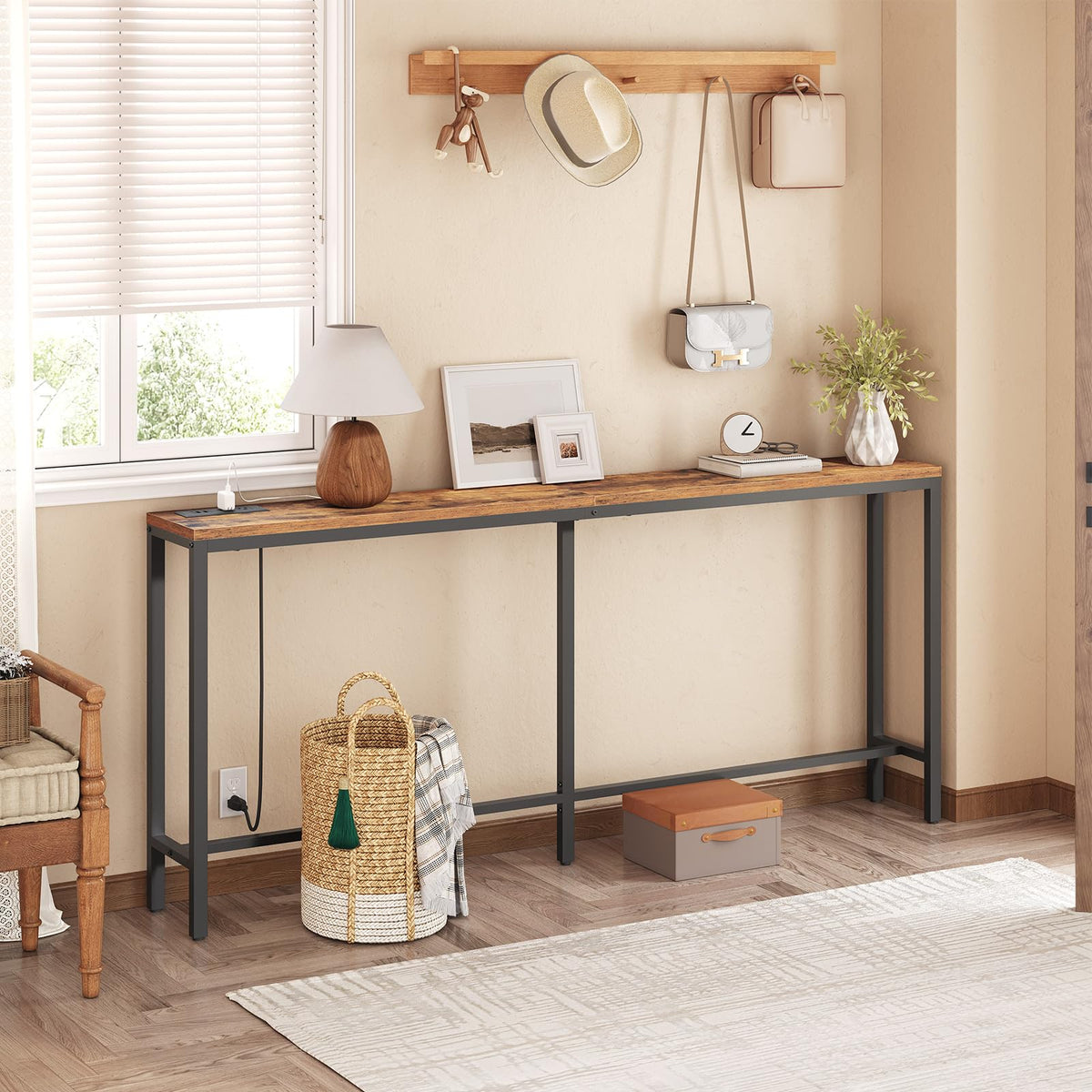 70.9" Narrow Console Table with Power Outlet E8163