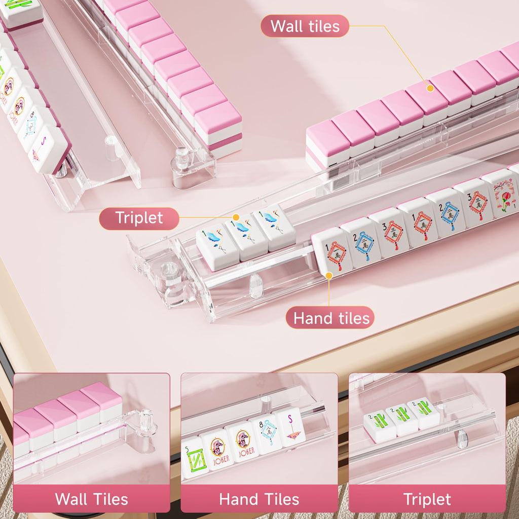 Clear Acrylic Mahjong Racks with Pushers, 4 Pack Y582