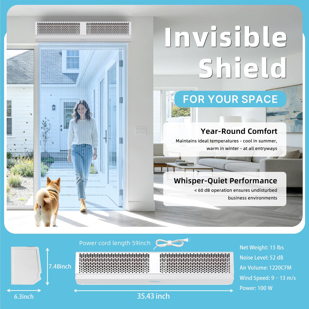 36'' Wall-Mounted 2-Speed Air Curtain E1578