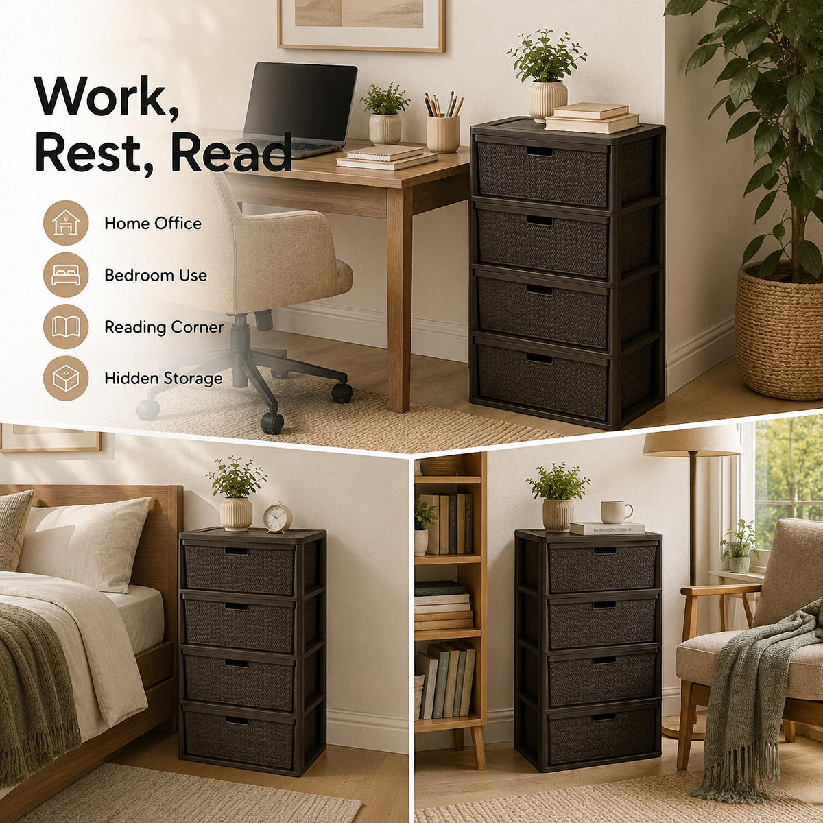 4 Drawer Plastic Storage Tower W53963