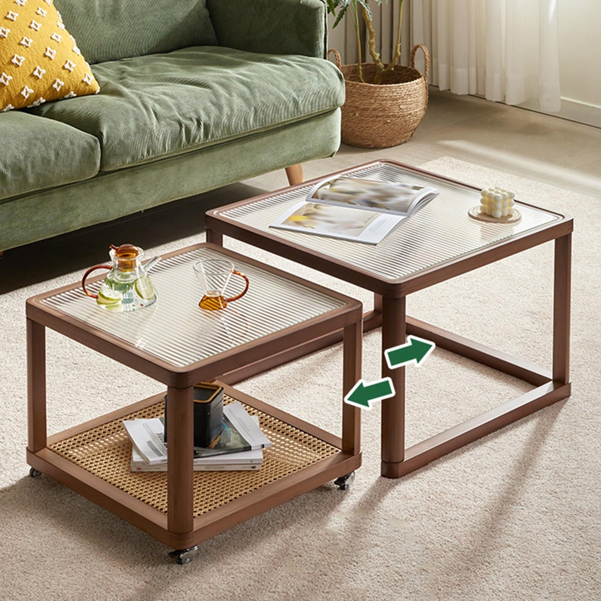 Square Glass Coffee Table Set of 2 B26729