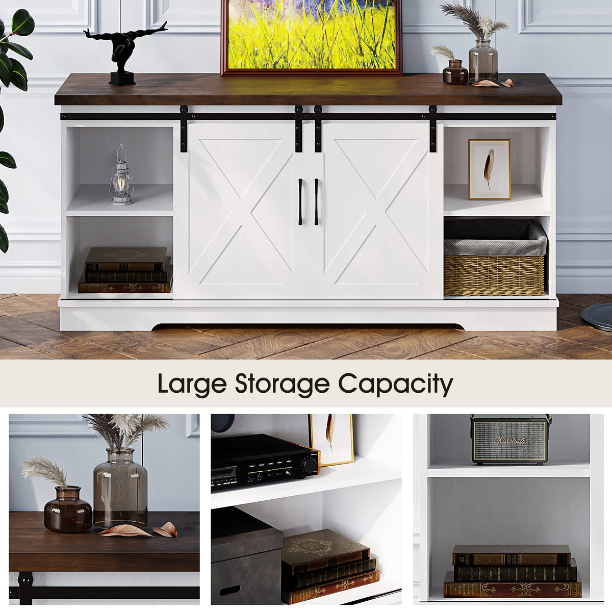 Farmhouse TV Stand Entertainment Center for 65 Inch TV Z82938