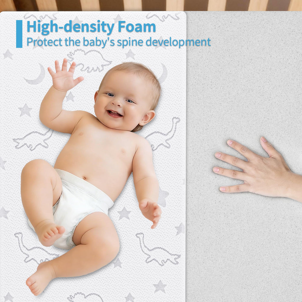 2" High Density Foam Crib Mattress Topper with Waterproof Washable Cover U1163