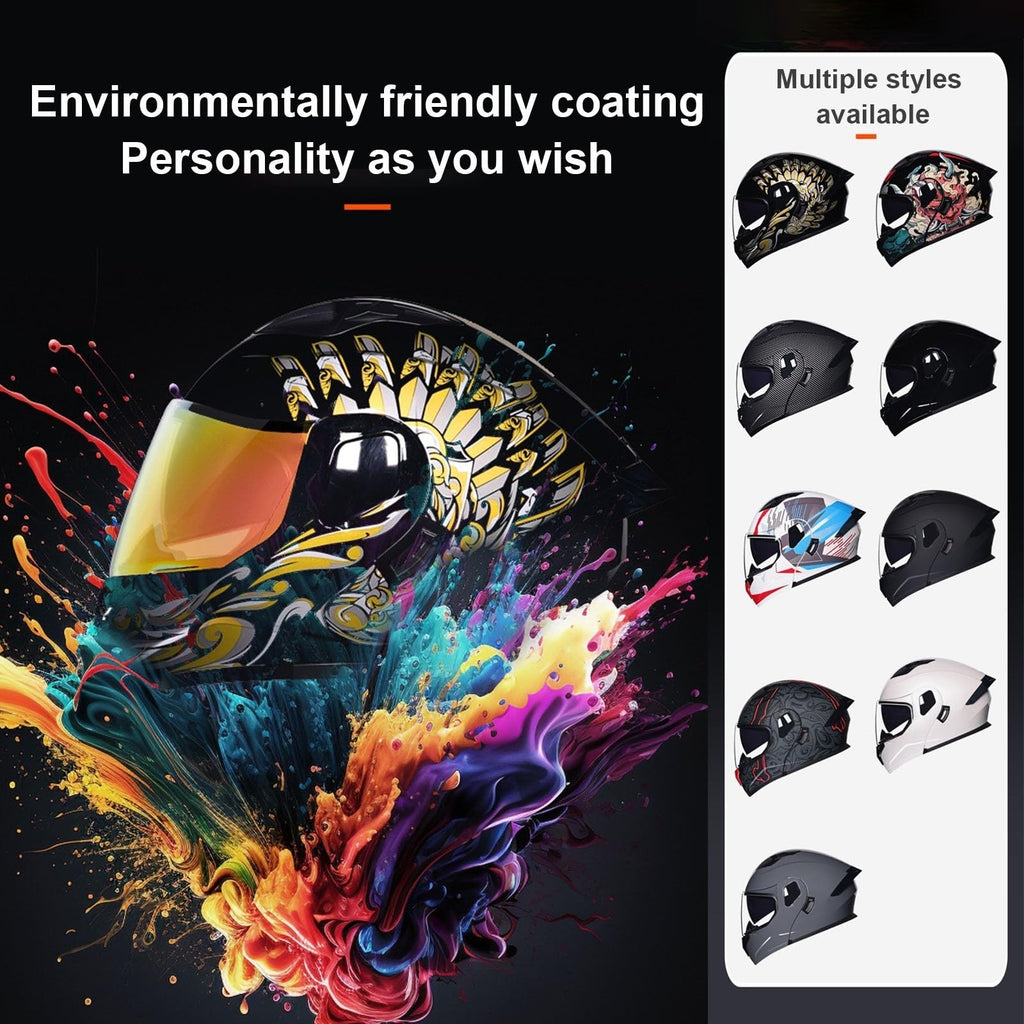 DOT Approved Full Face Flip up Anti-Fog Double Visor Motorcycle Helmet B13706