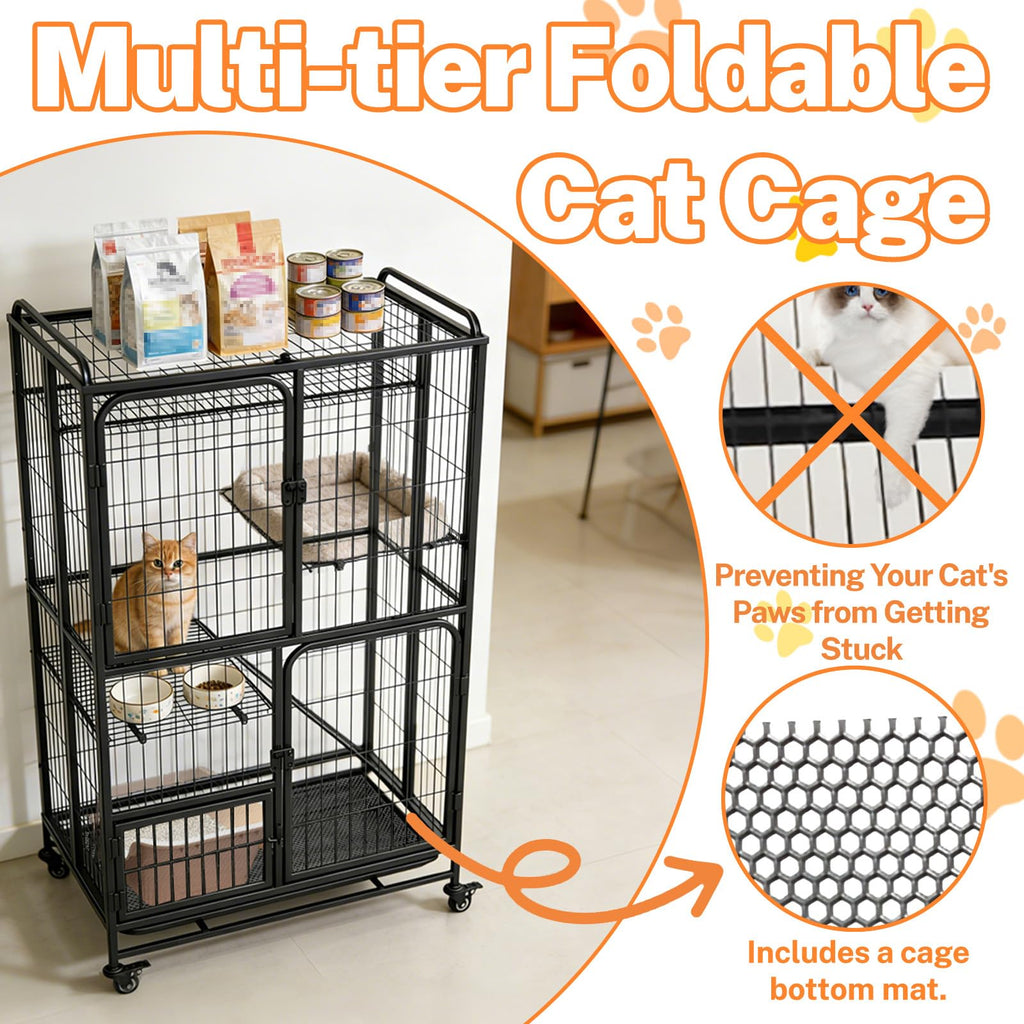 Collapsible Metal Wire Cat Cage V508