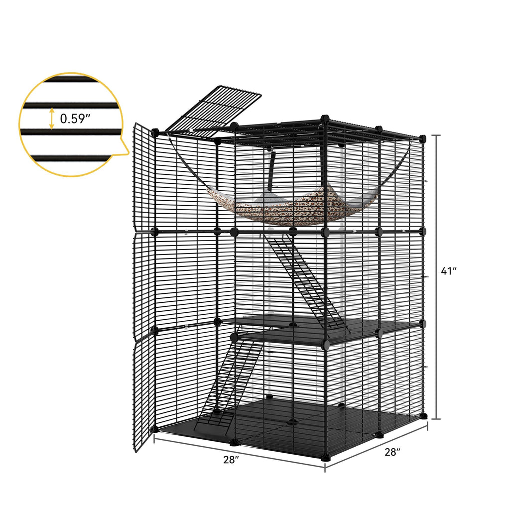 3-Tier Cat Cage Indoor Enclosure with Hammock V155