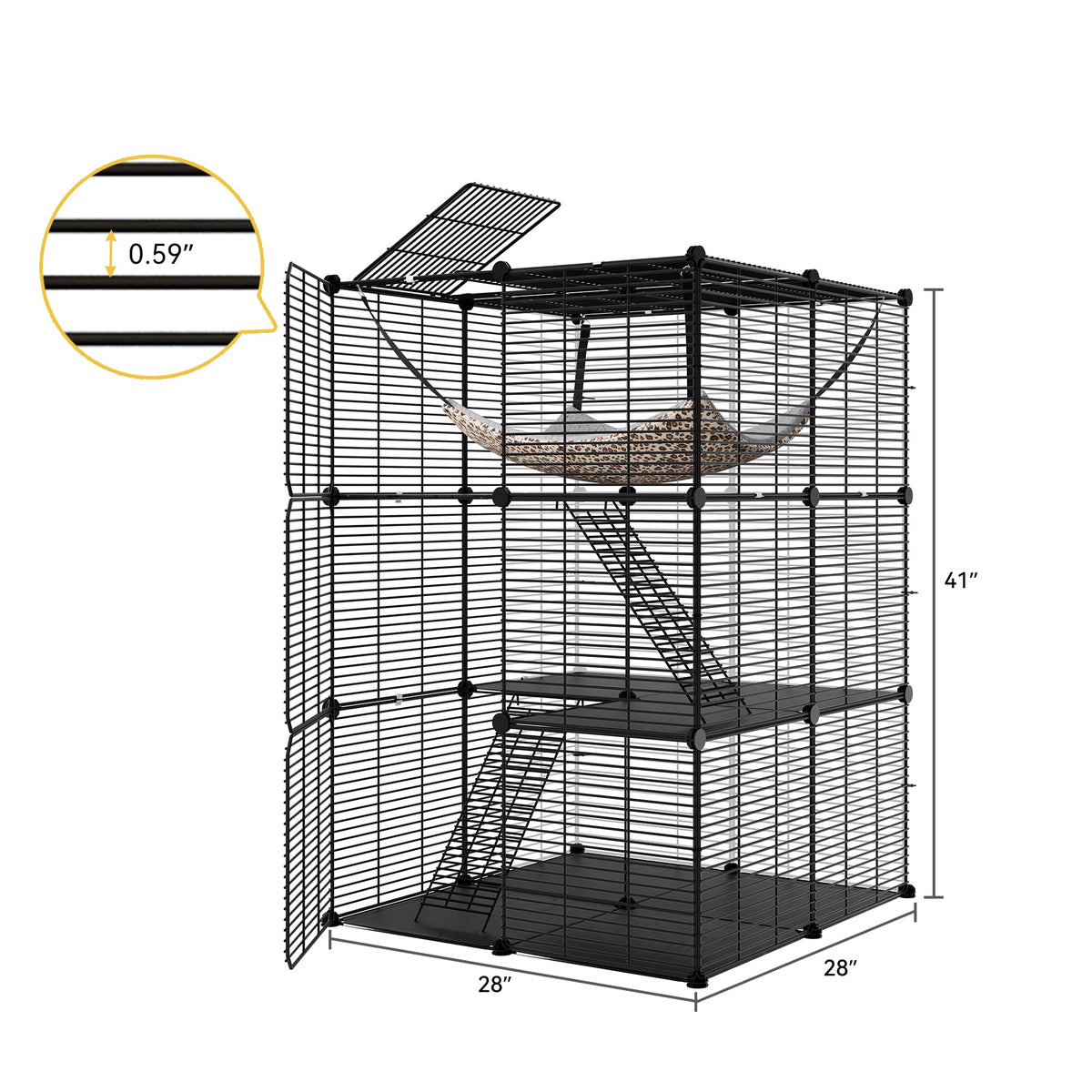 3-Tier Cat Cage Indoor Enclosure with Hammock V155