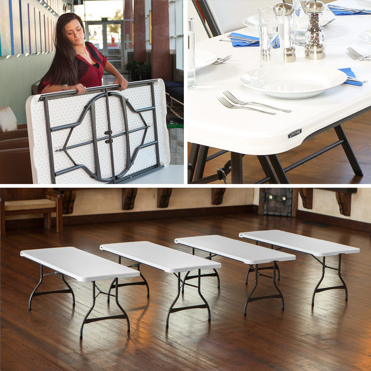 White Stackable Folding Table E1196