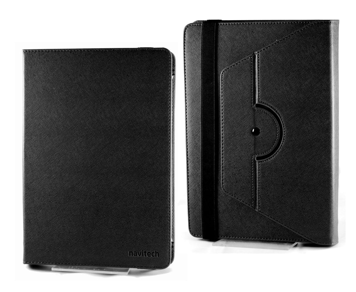 Black Faux Leather Hard Case Cover with 360 Rotational Stand E2312