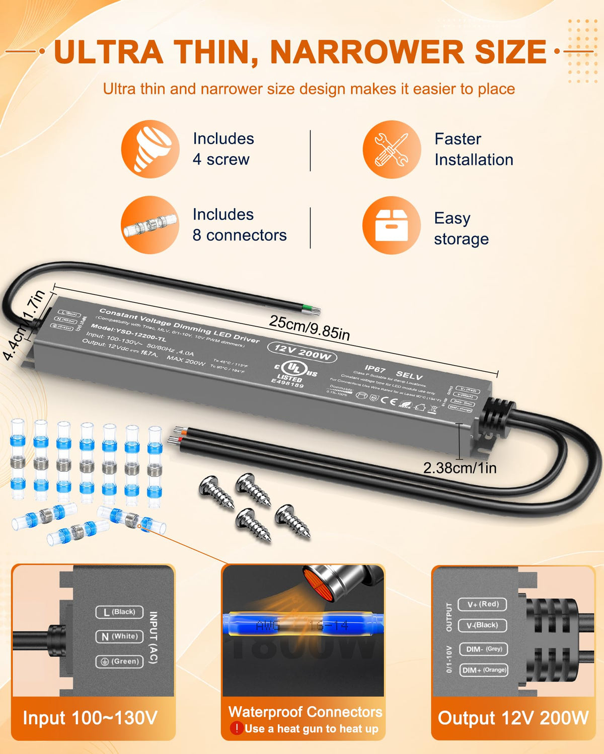 12V Dimmable LED Driver 200W U725