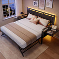 Black Metal Daybed with Trundle and LED Light H19378