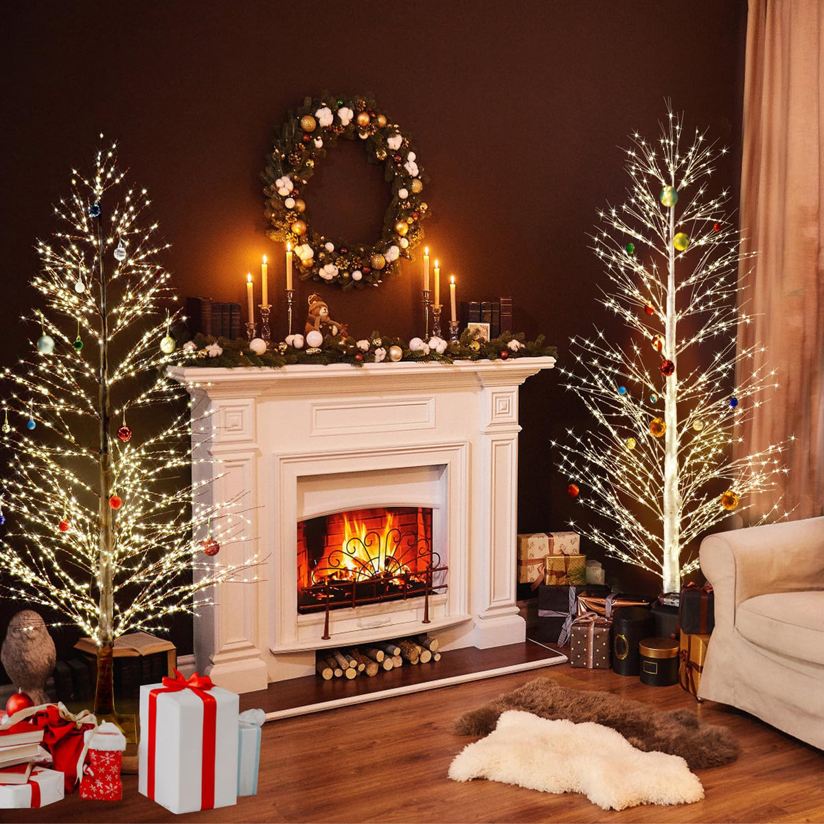 6FT Lighted Birch Tree with 1300 LED Lights Y712771