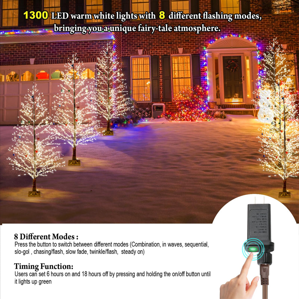 6FT Lighted Birch Tree with 1300 LED Lights Y712771