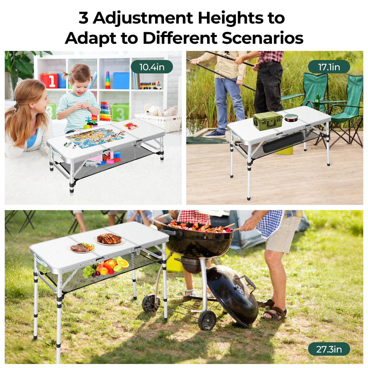 Folding Camping Table with Adjustable Height L6187