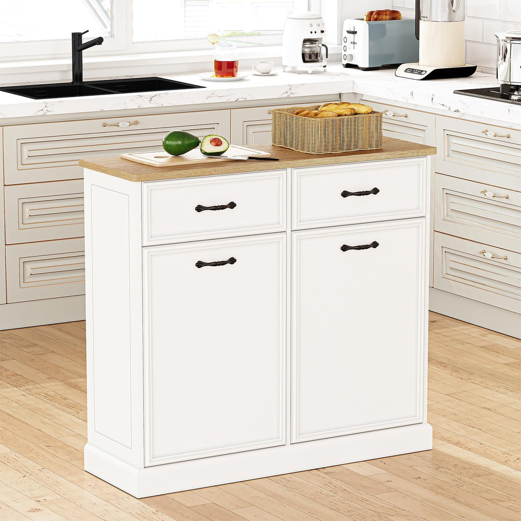 White 20 Gallon Tilt-Out Trash Cabinet U89495