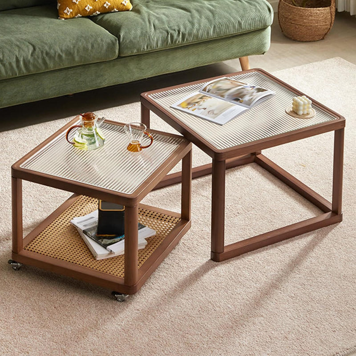Square Glass Coffee Table Set of 2 B26729