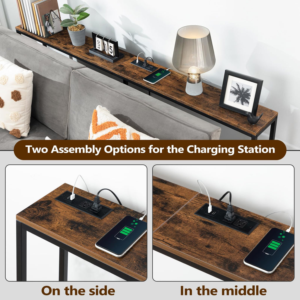 70.9" Narrow Console Table with Power Outlet E8163