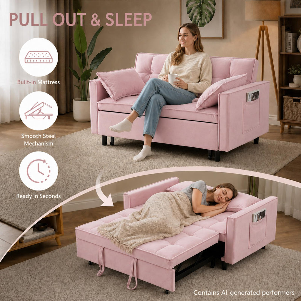 Velvet Convertible Sofa Bed Z232174