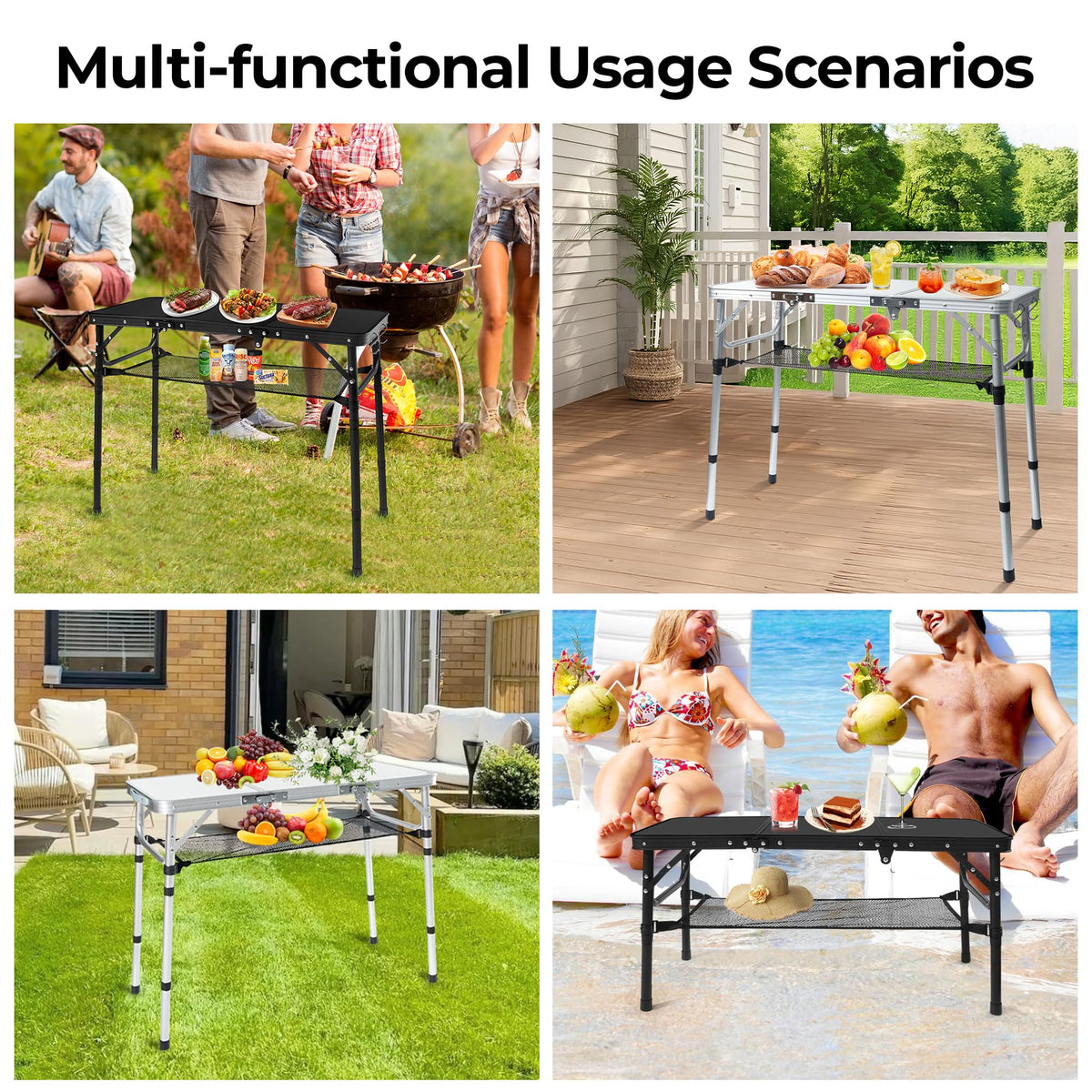 Folding Camping Table with Adjustable Height L6187