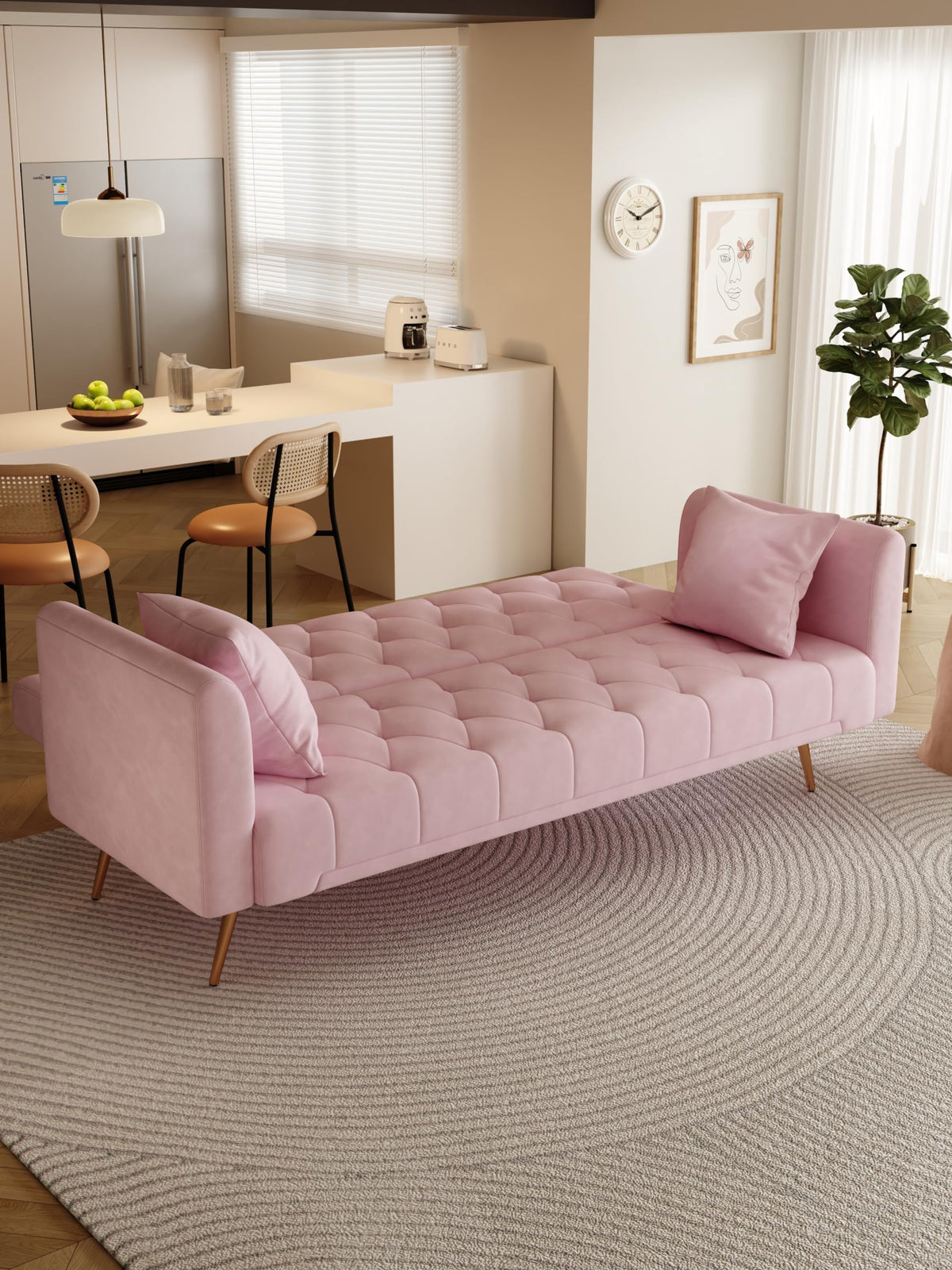 Pink Velvet 2 Seater Loveseat Sofa K94687