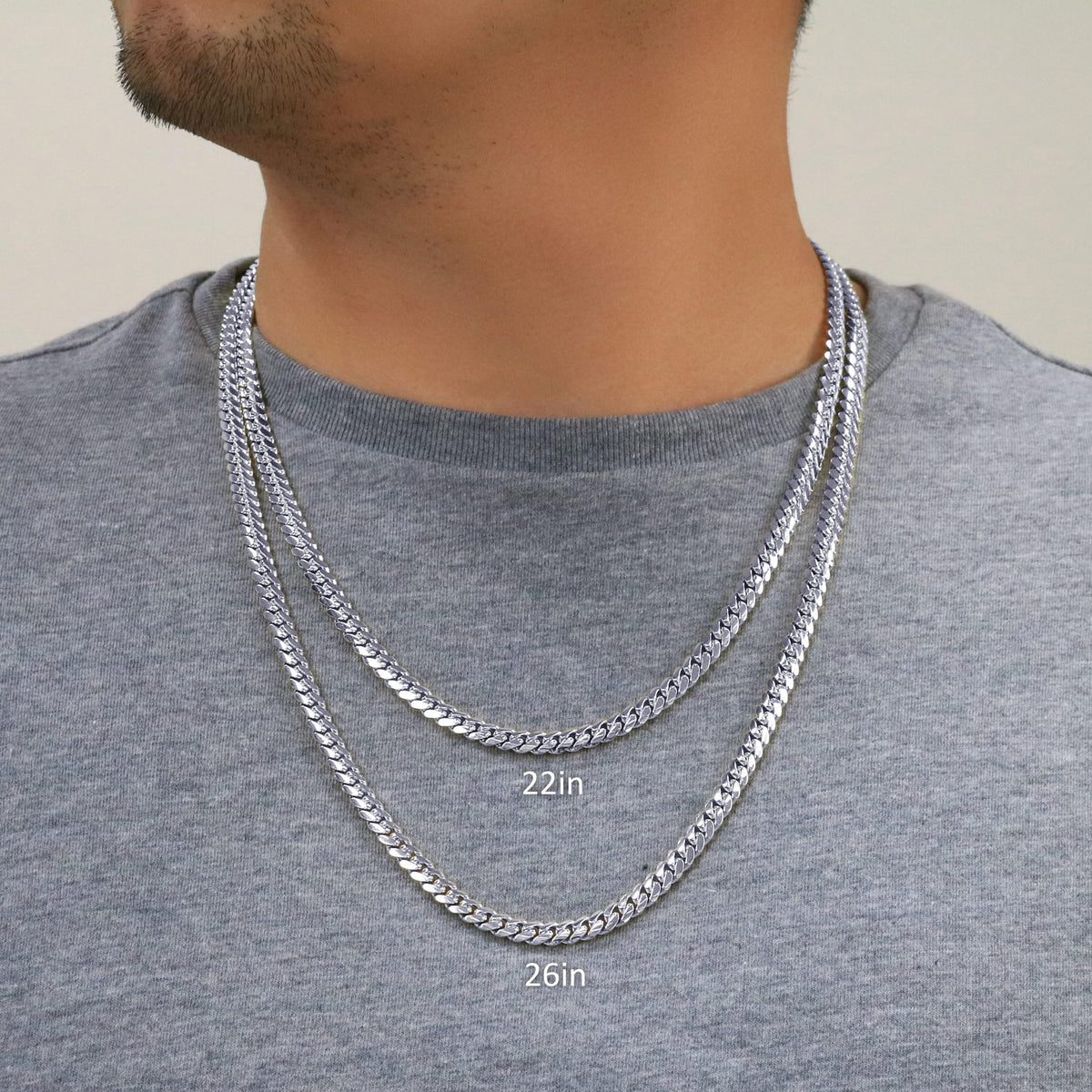 14K White Gold Cuban Link Chain Necklace N236129
