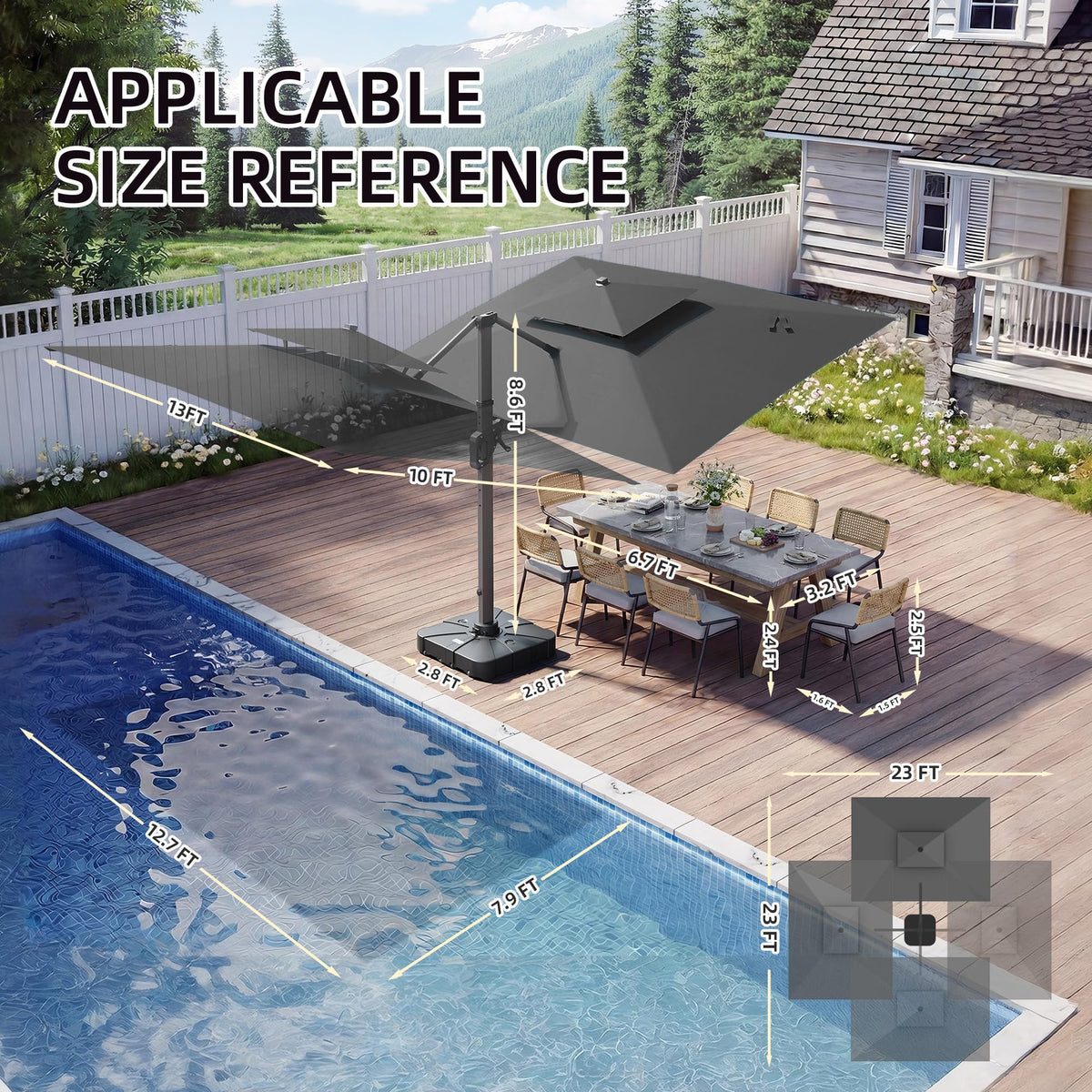 Cantilever Outdoor Patio Umbrella with Base A28087
