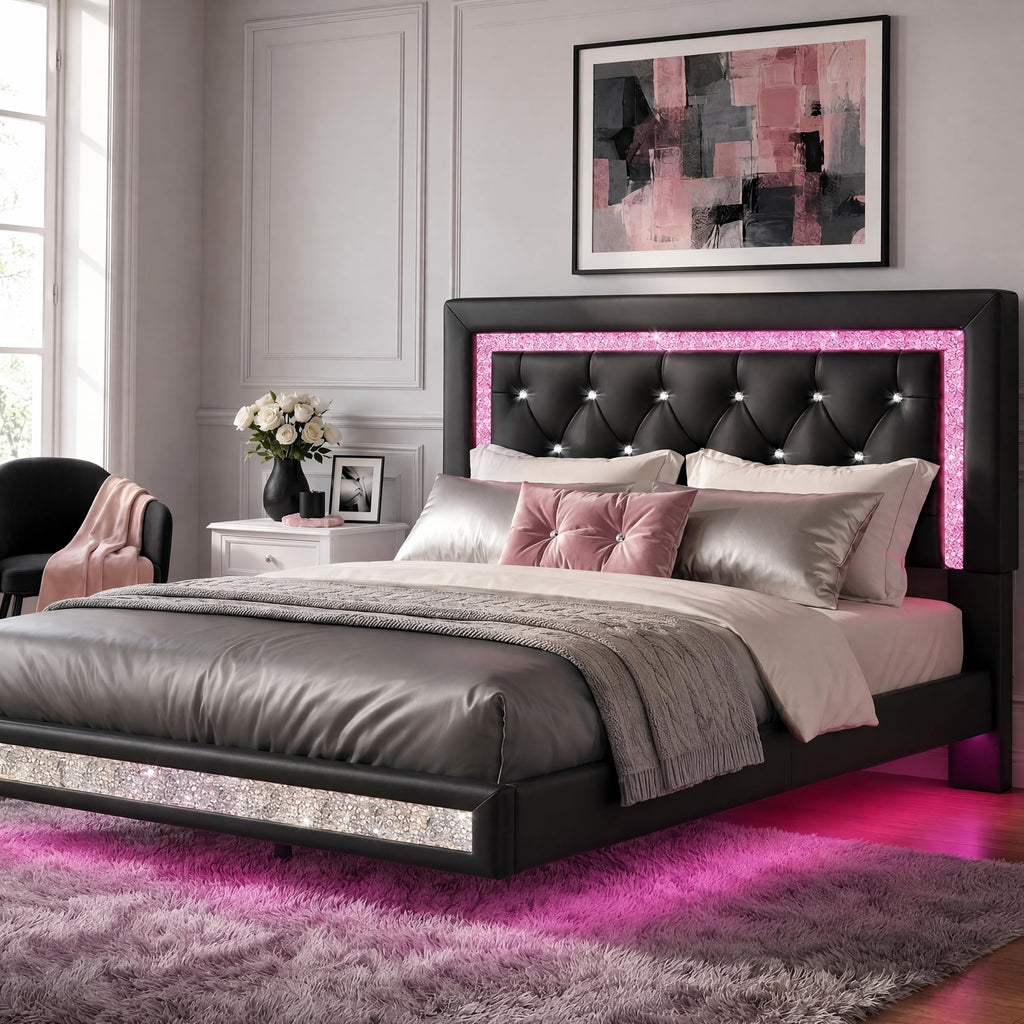Floating Bed Frame Full with LED Lights P755