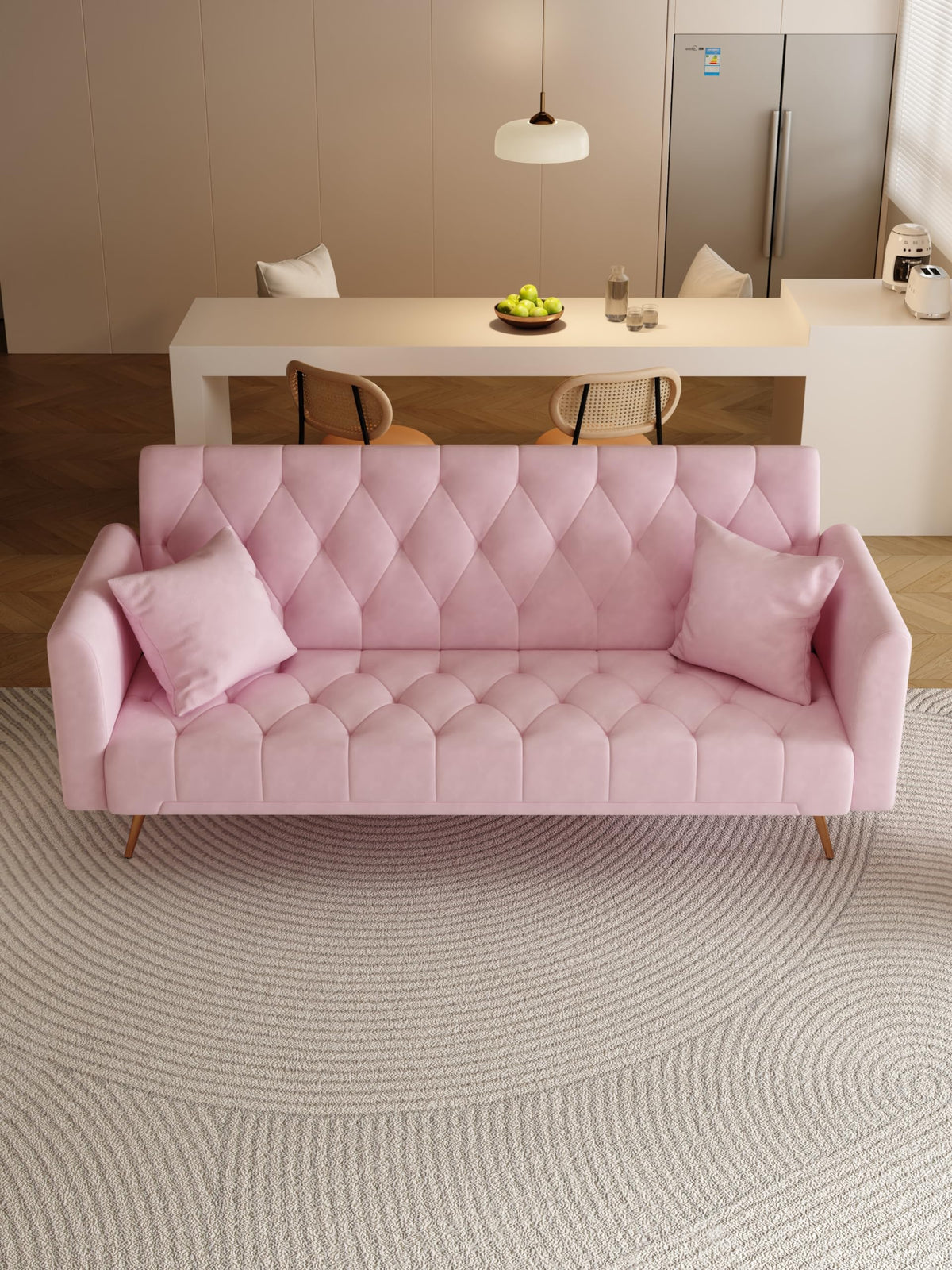 Pink Velvet 2 Seater Loveseat Sofa K94687