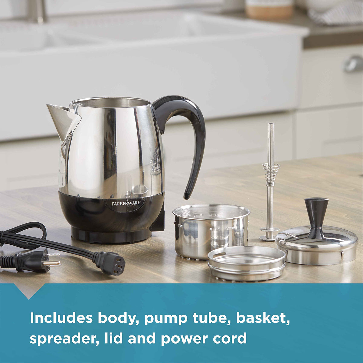 4-Cup Stainless Steel Coffee Percolator F56977
