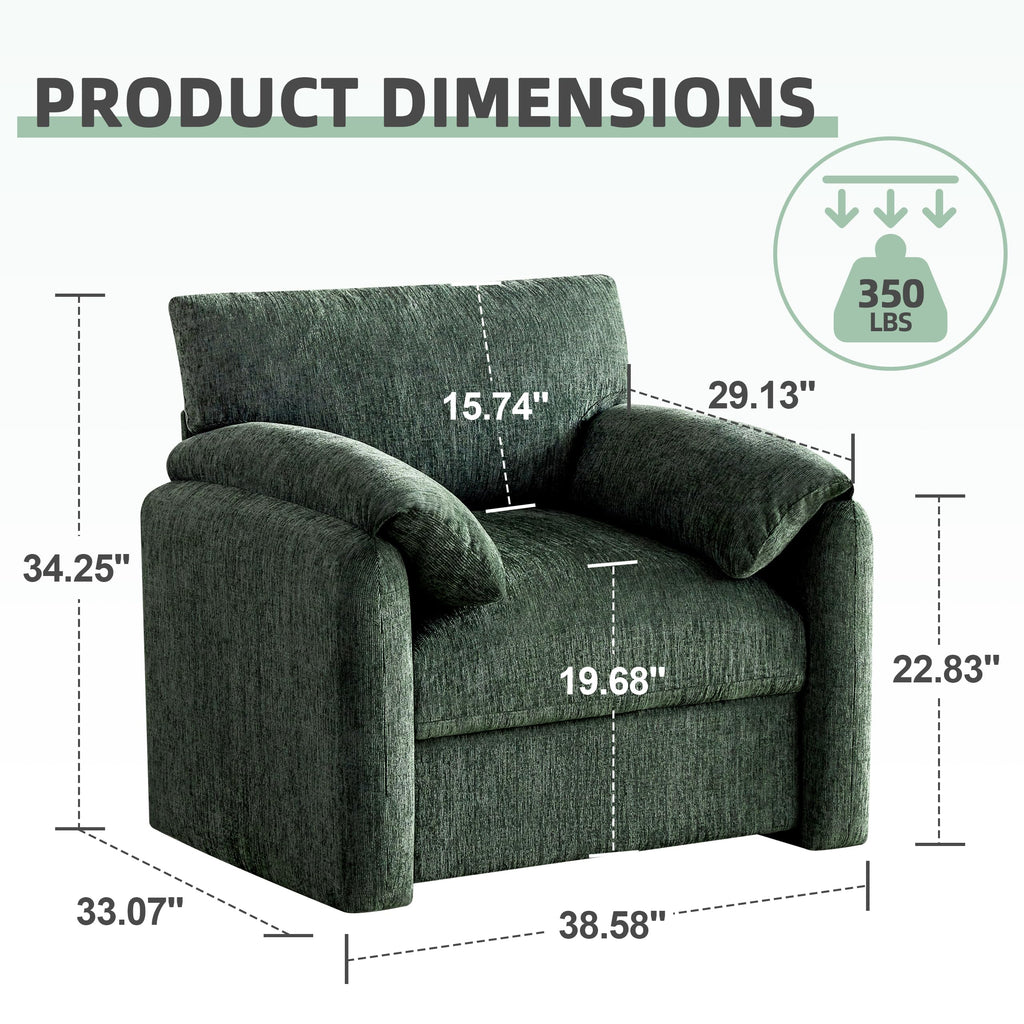 2 Pack Oversized Green Accent Chair U85592