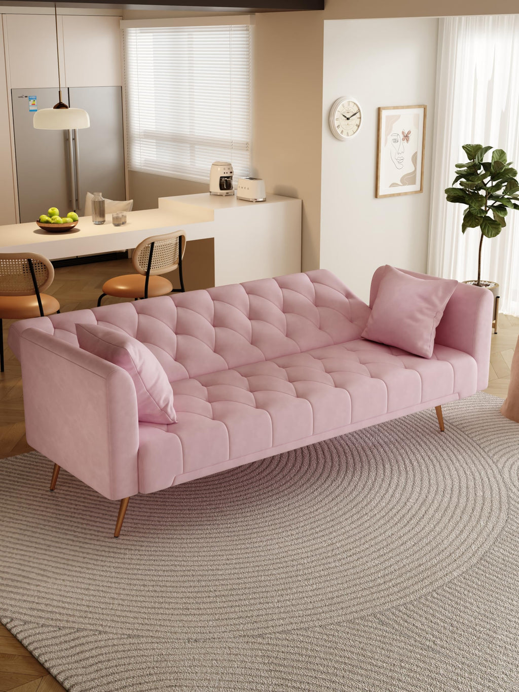 Pink Velvet 2 Seater Loveseat Sofa K94687