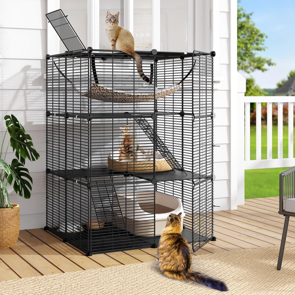 3-Tier Cat Cage Indoor Enclosure with Hammock V155