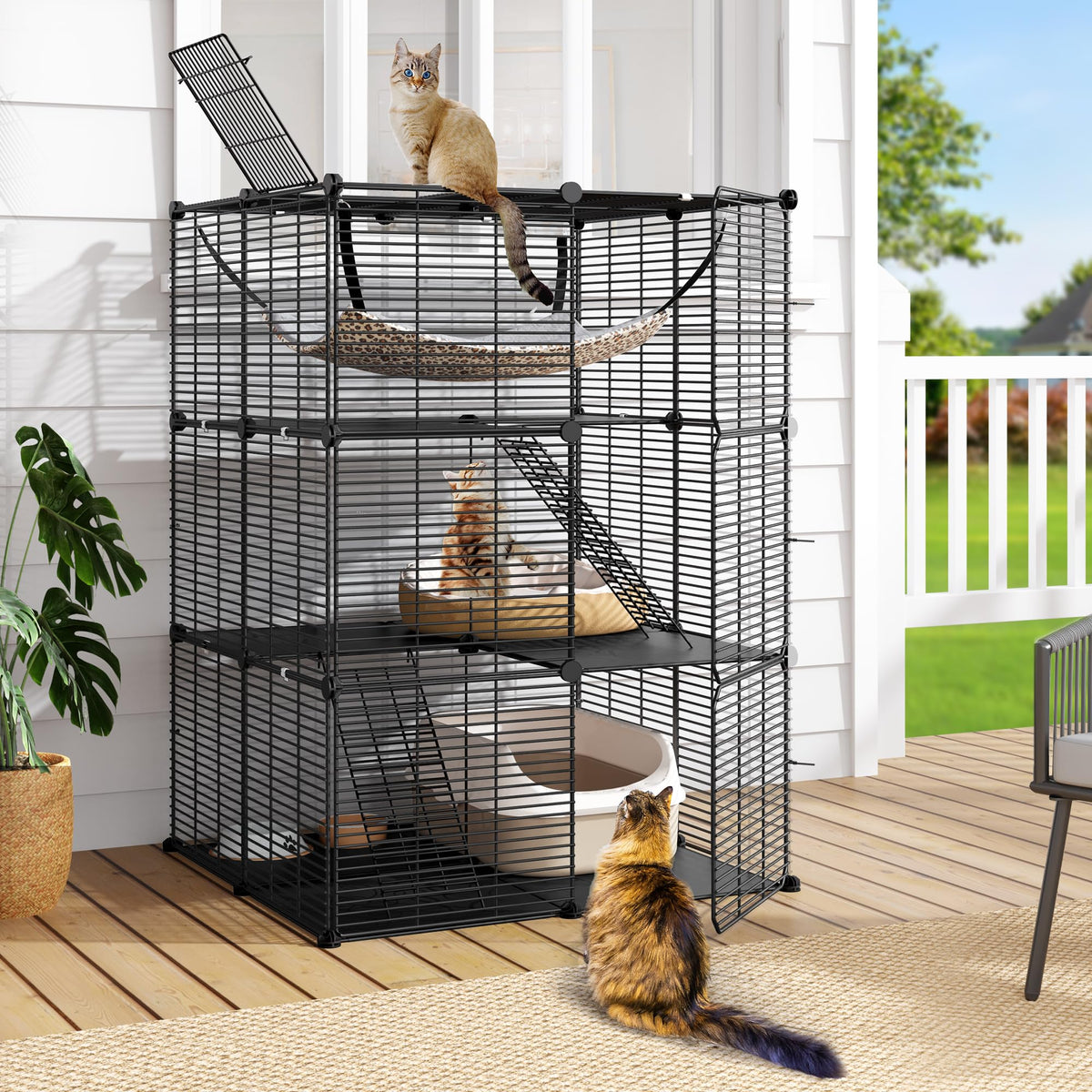 3-Tier Cat Cage Indoor Enclosure with Hammock V155