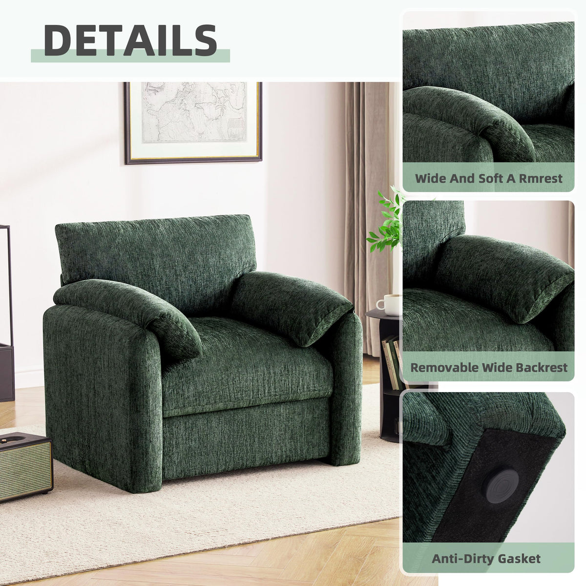 2 Pack Oversized Green Accent Chair U85592